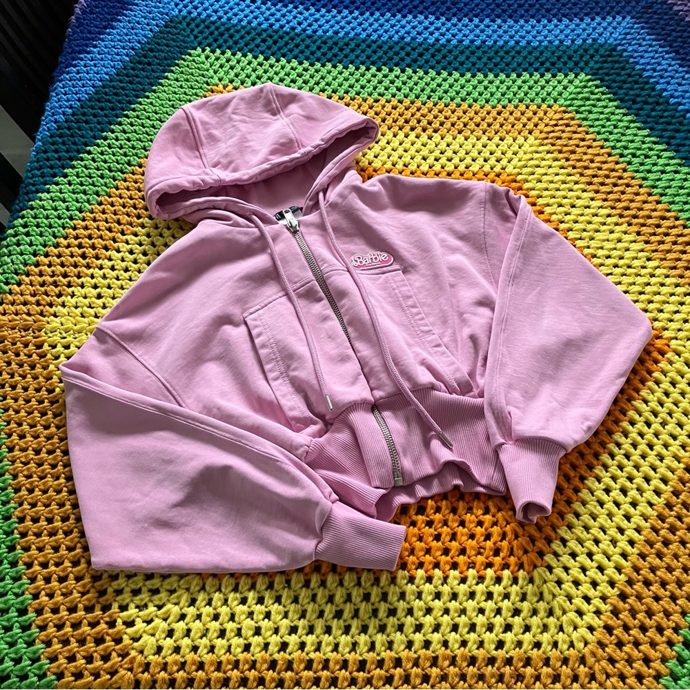 Zara Pink Cropped Hoodie